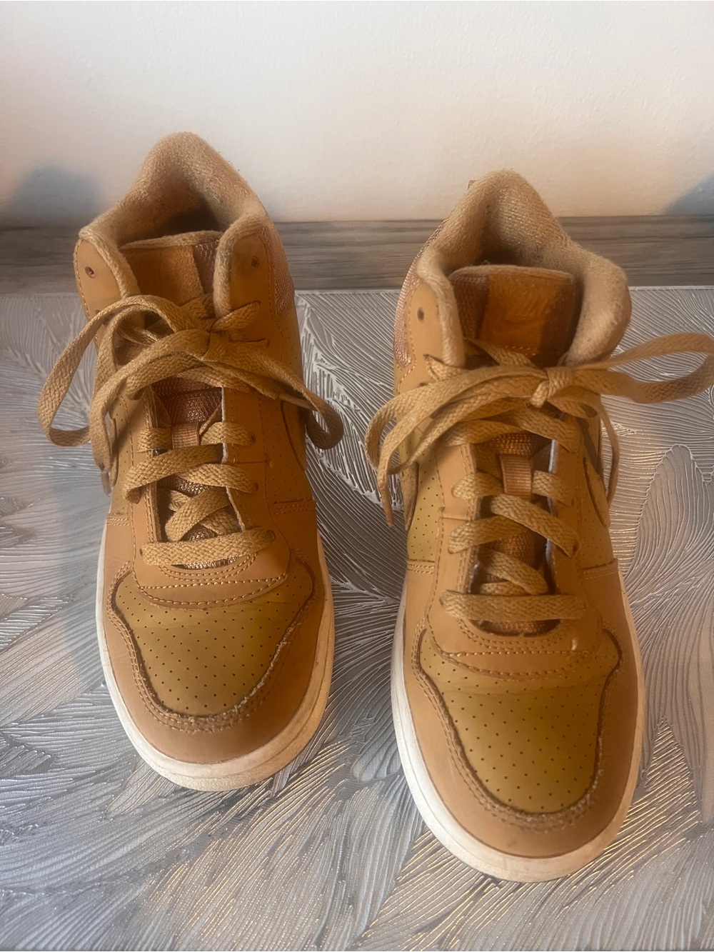 Nike Tan Suede High-Top Sneaker - Wheat/Tan Nike Court Borough Mid GS 'Wheat